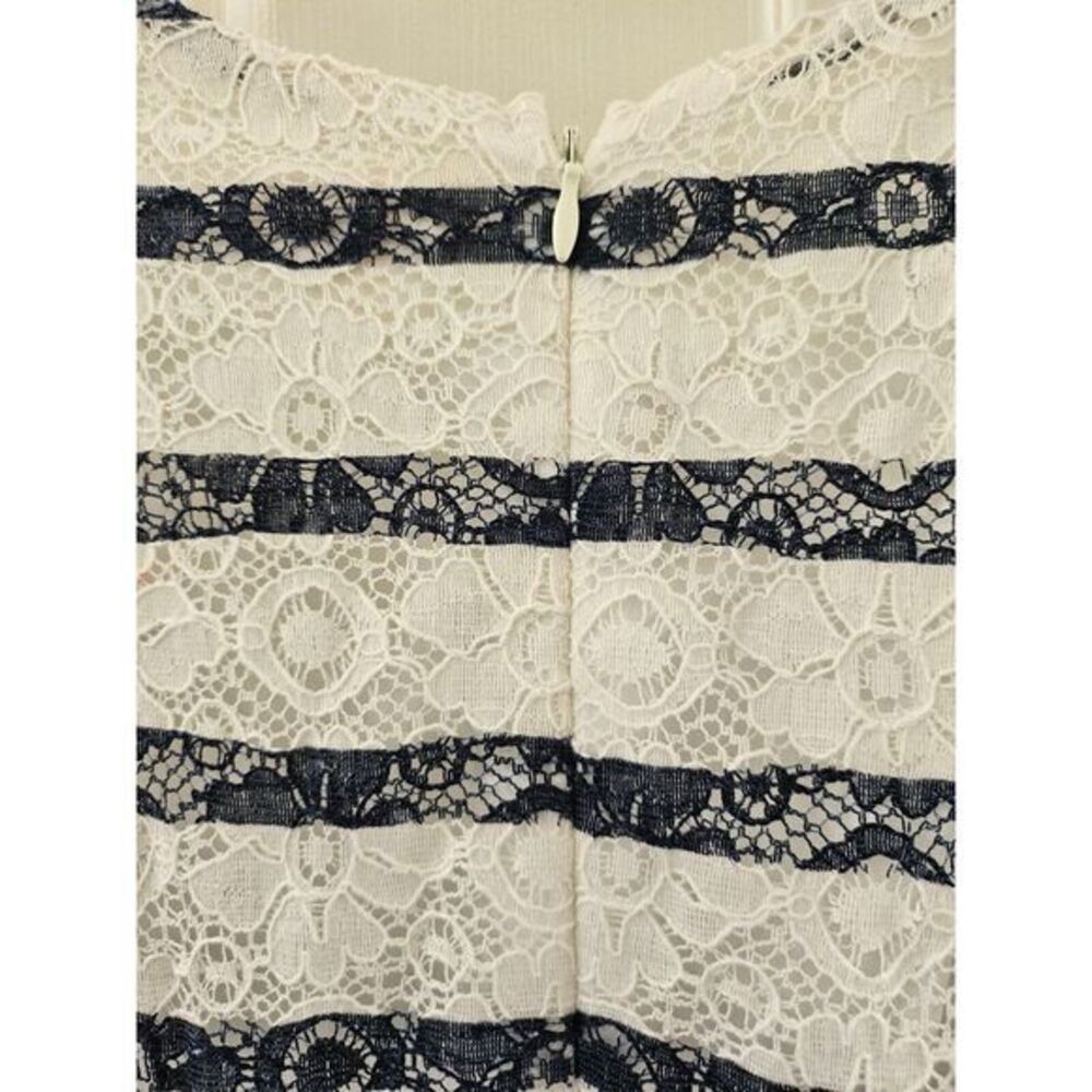 Maison Jules Womans Blue White Floral Lace Mini Fit & Flare Dress Zip Lined XS - Picture 4 of 6